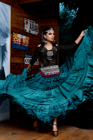tiger stripe skirt teal/black 2020