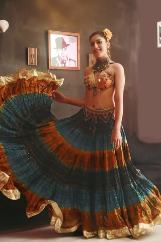 Lurex multi skirt with gold Padma border