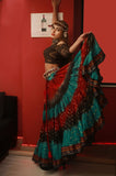 Senoritas multi layer skirt seagreen red black