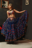 Jaipur multi dot padma skirt dark blue