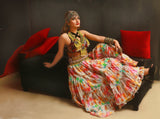 Digital print white floral skirt