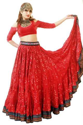 Jaipur white dot padma skirt red