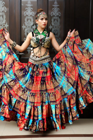 Block print skirt tie dye Beauty 4 Border skirt multi