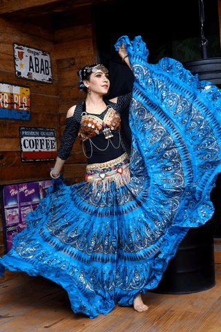Block print beauty skirt Turquoise