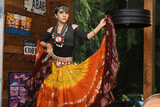 Senoritas skirt yellow orange burgundy with padma border