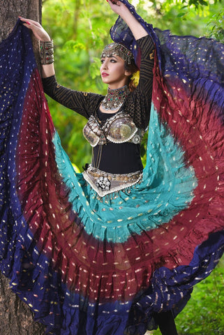 Block print peacock skirt magenta – Senoritas-tribal-designs