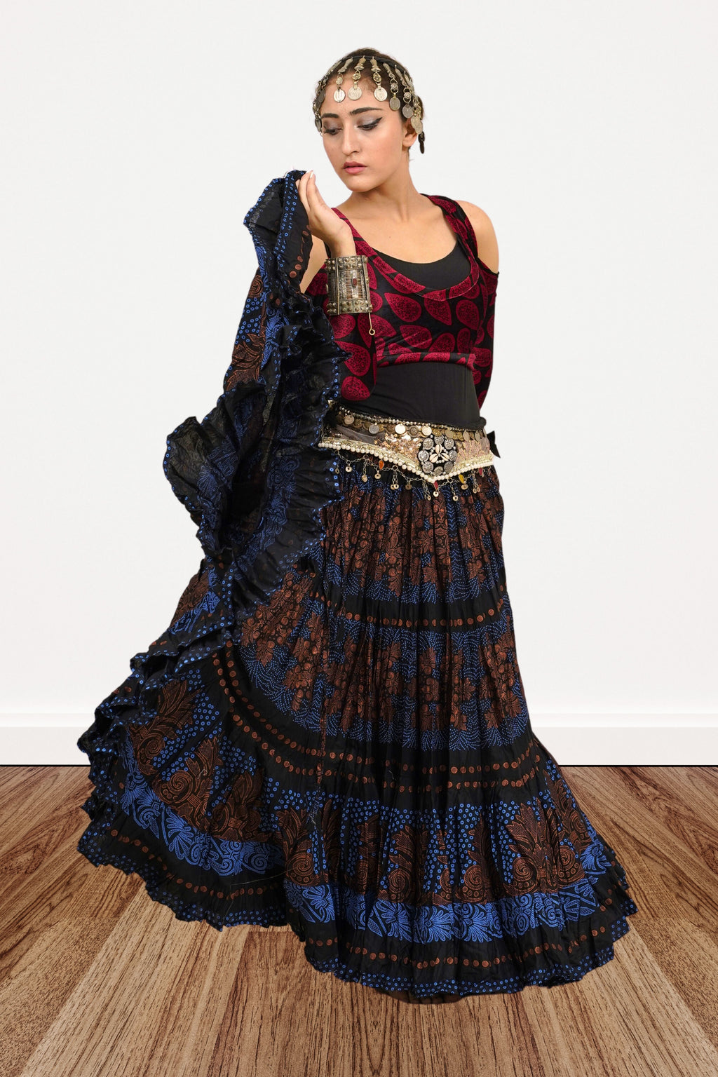 Block print skirt Barock Blue