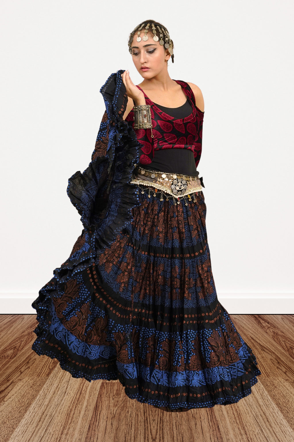 Block print skirt Barock Blue WLS
