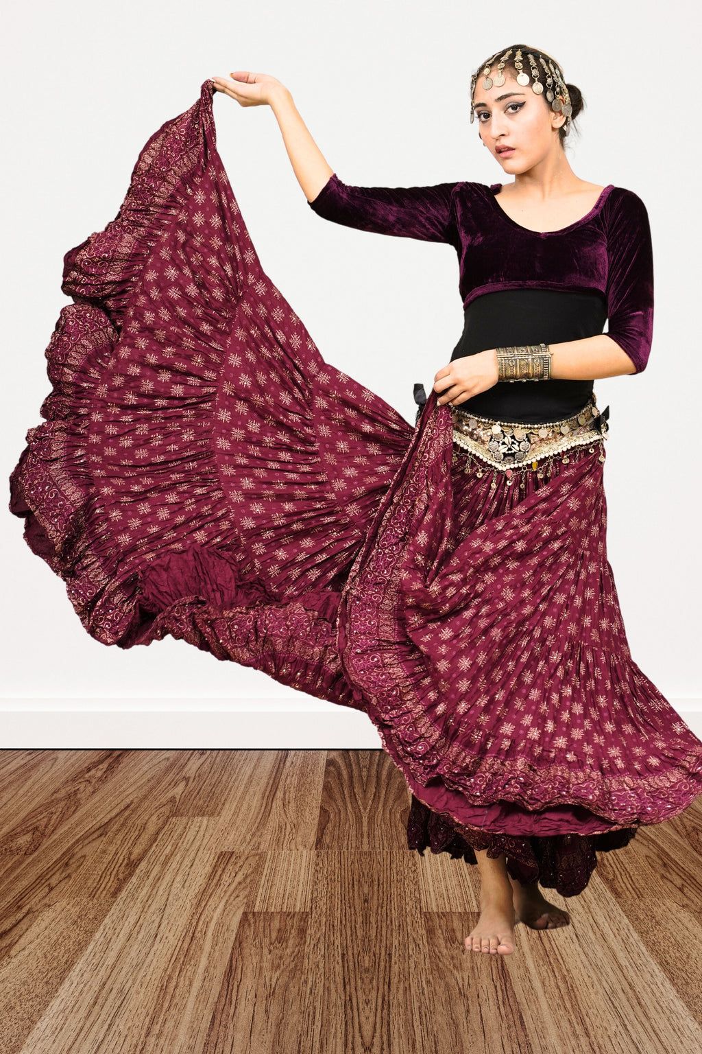 Block print skirt Burgundy WLS