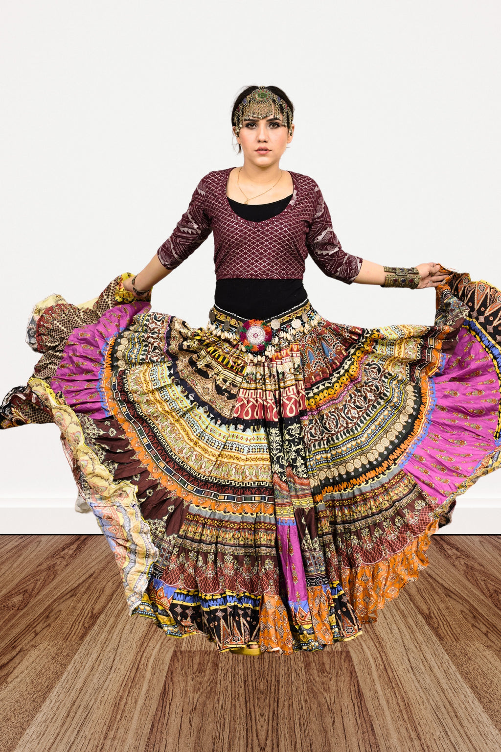 Digital print patchwork Skirt WLS