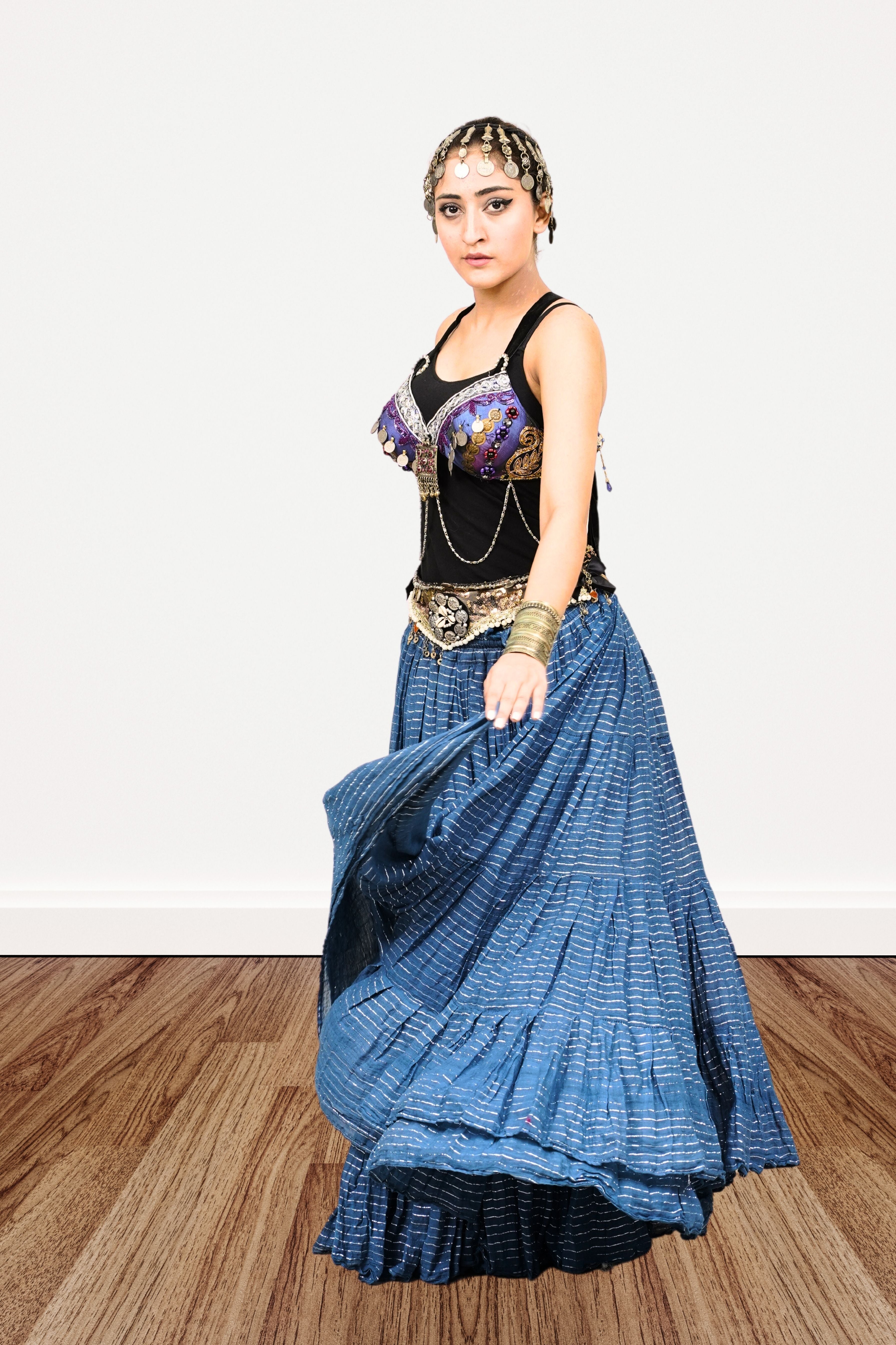 Lurex solid Skirt blue WLS