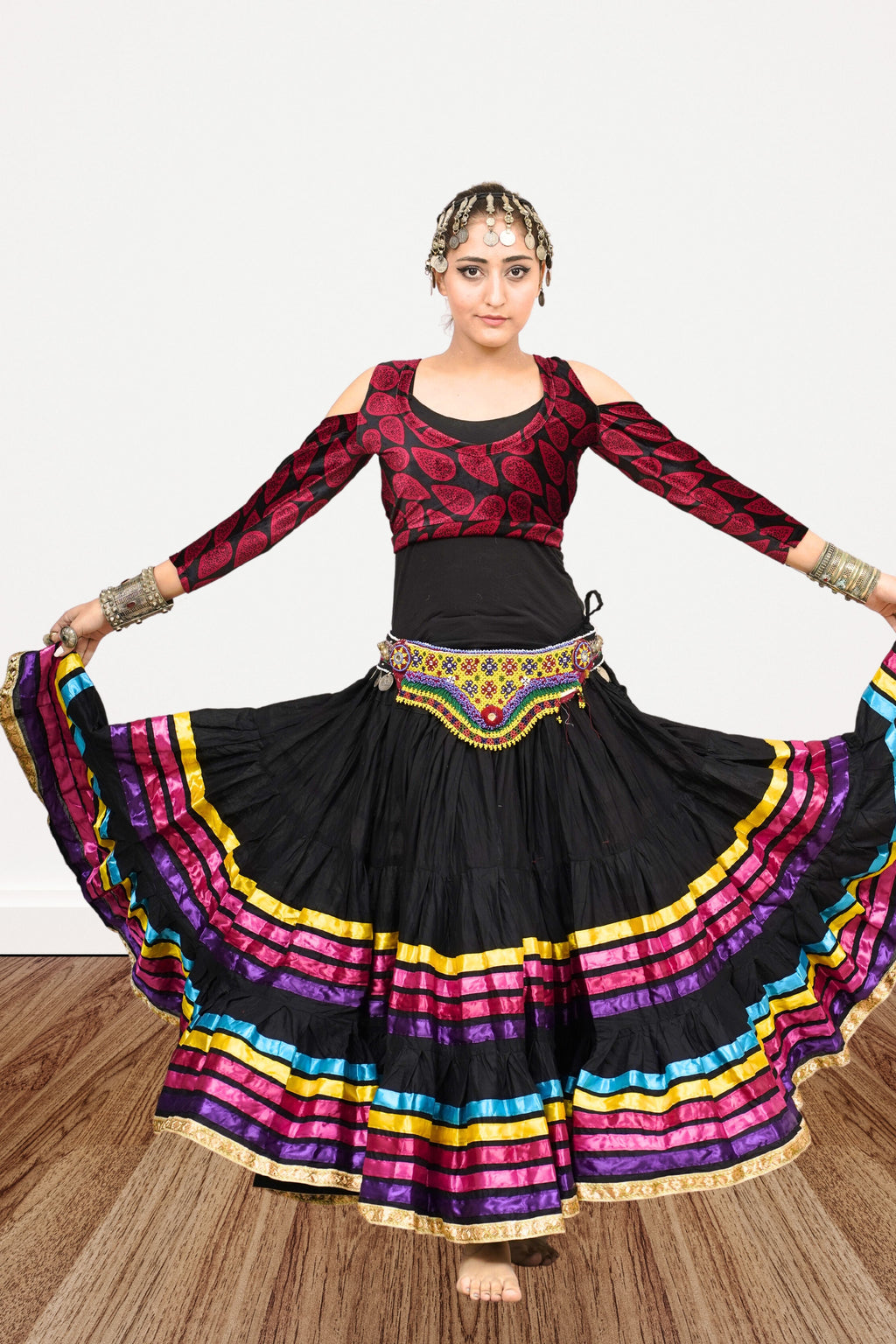 Black multi Trim Skirt