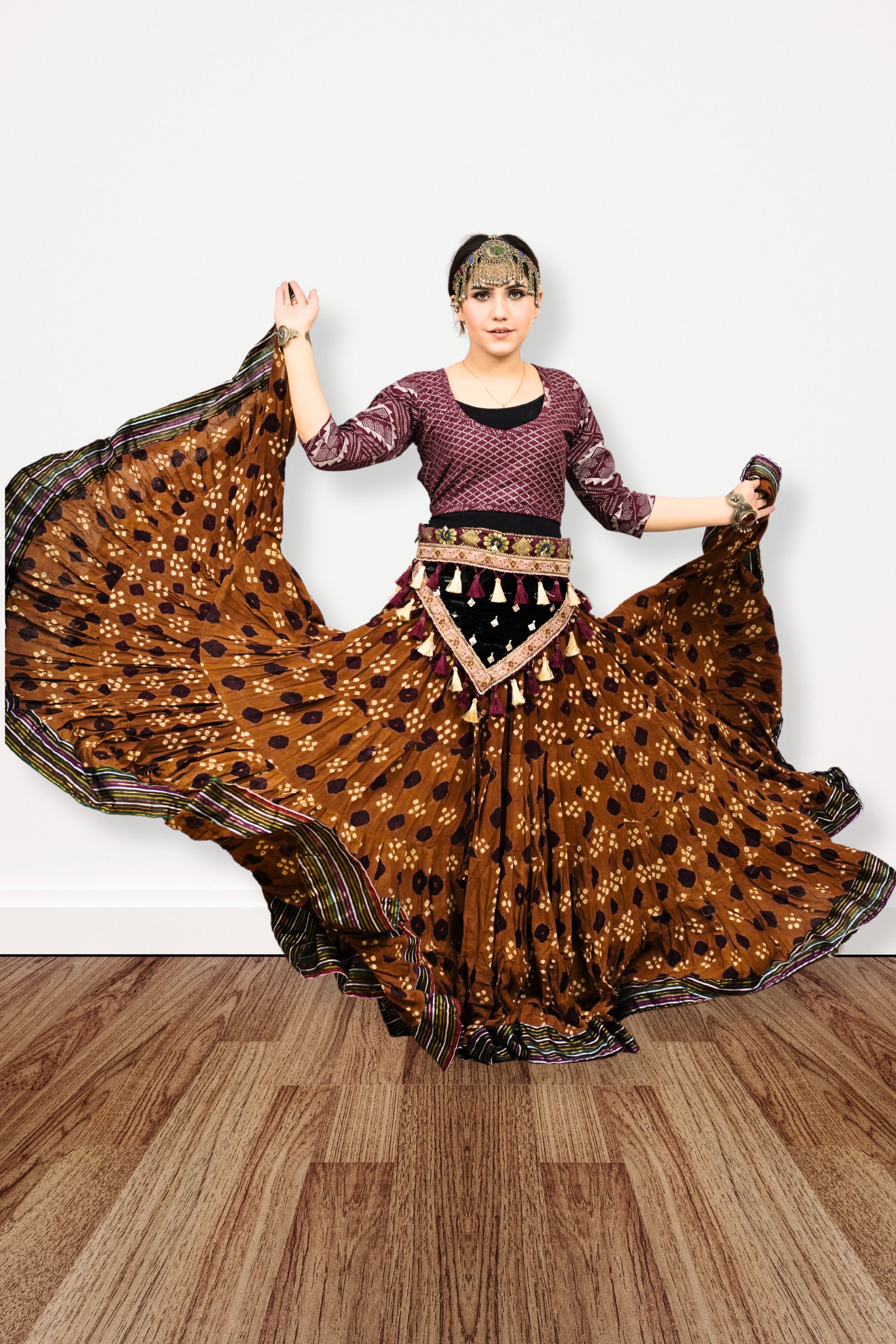 Block print Jaipur skirt sunset