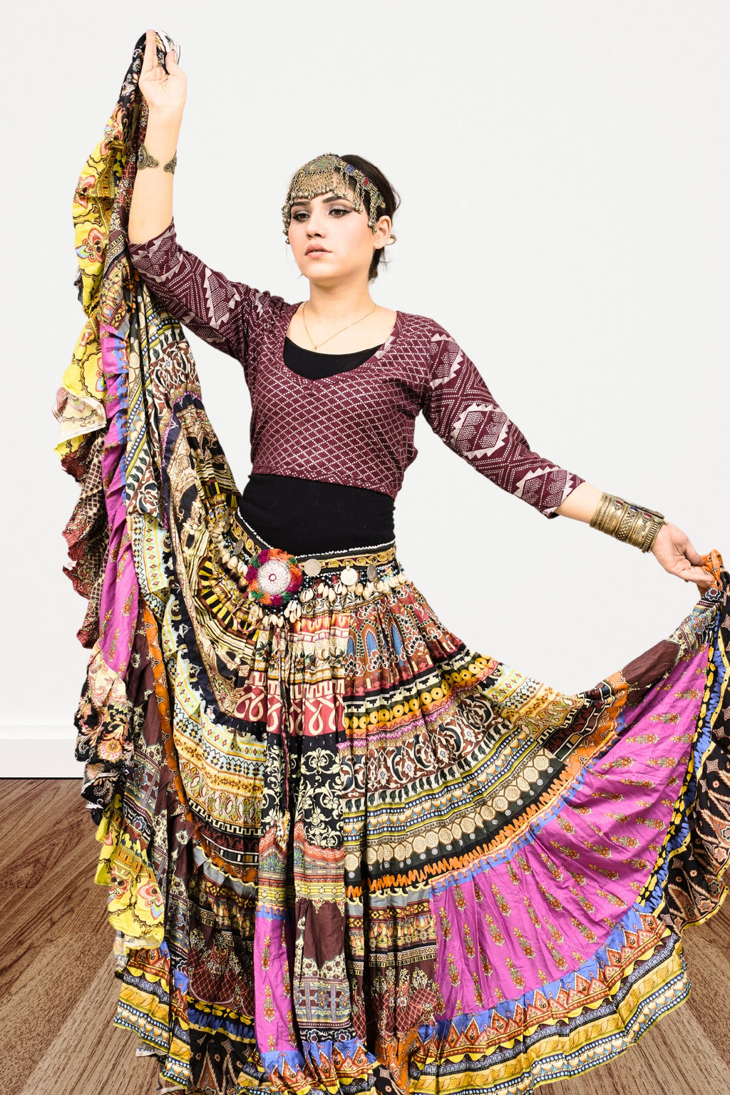 Digital print patchwork Skirt