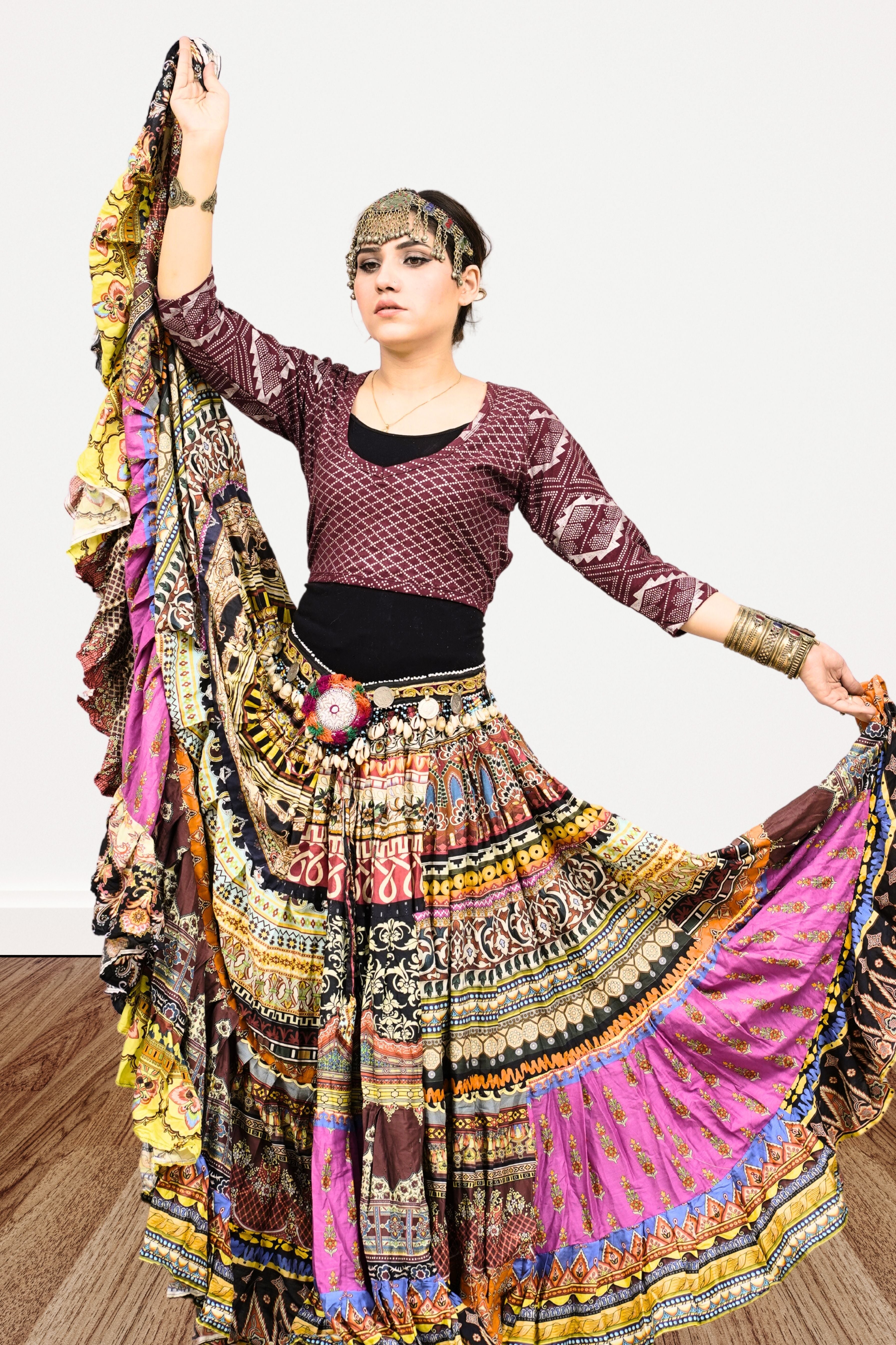 Digital print patchwork Skirt