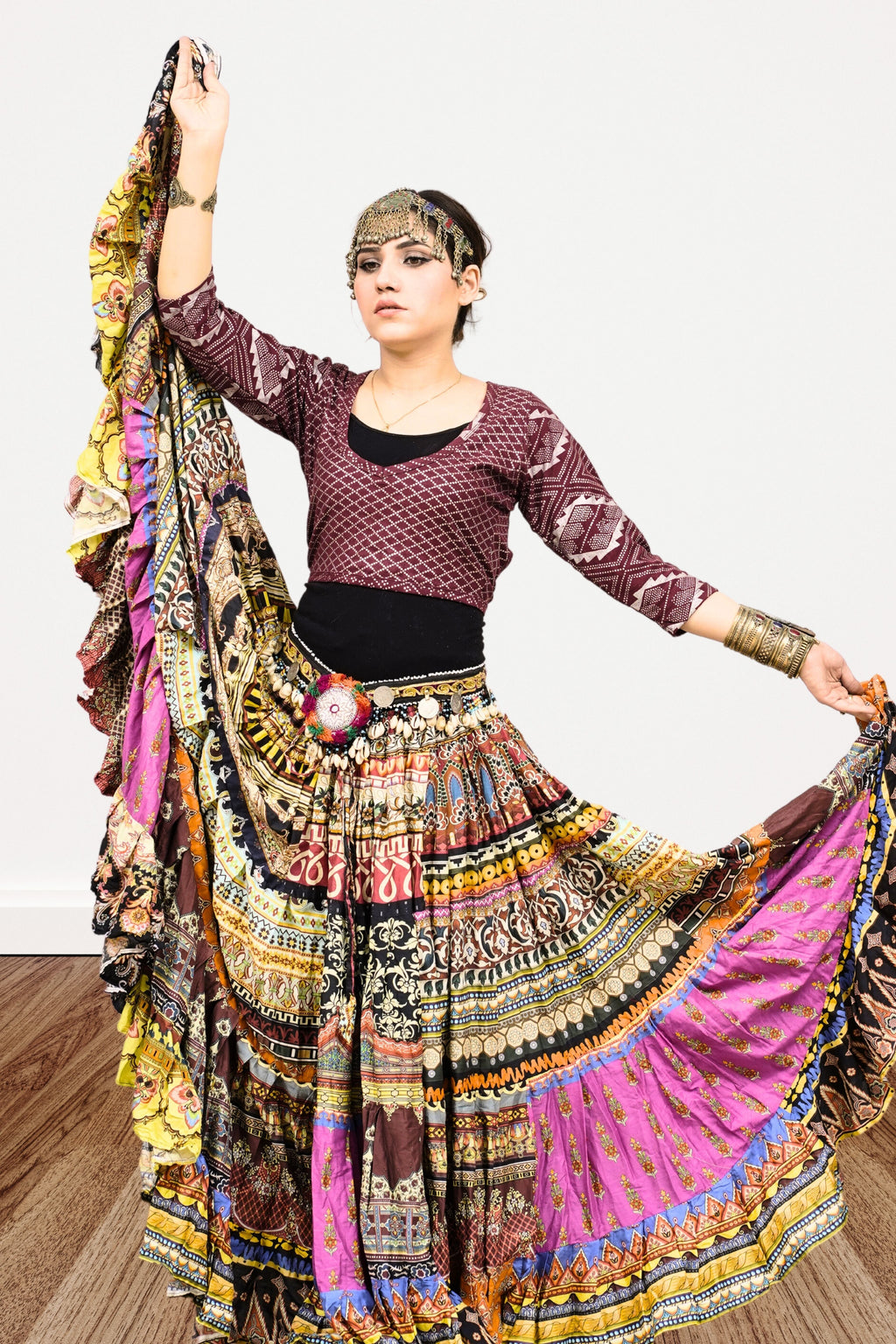 Digital print patchwork Skirt WLS