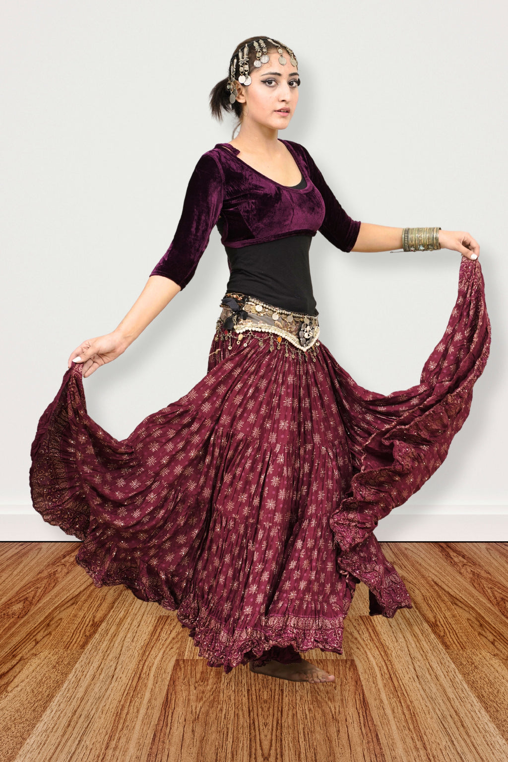 Block print skirt Burgundy