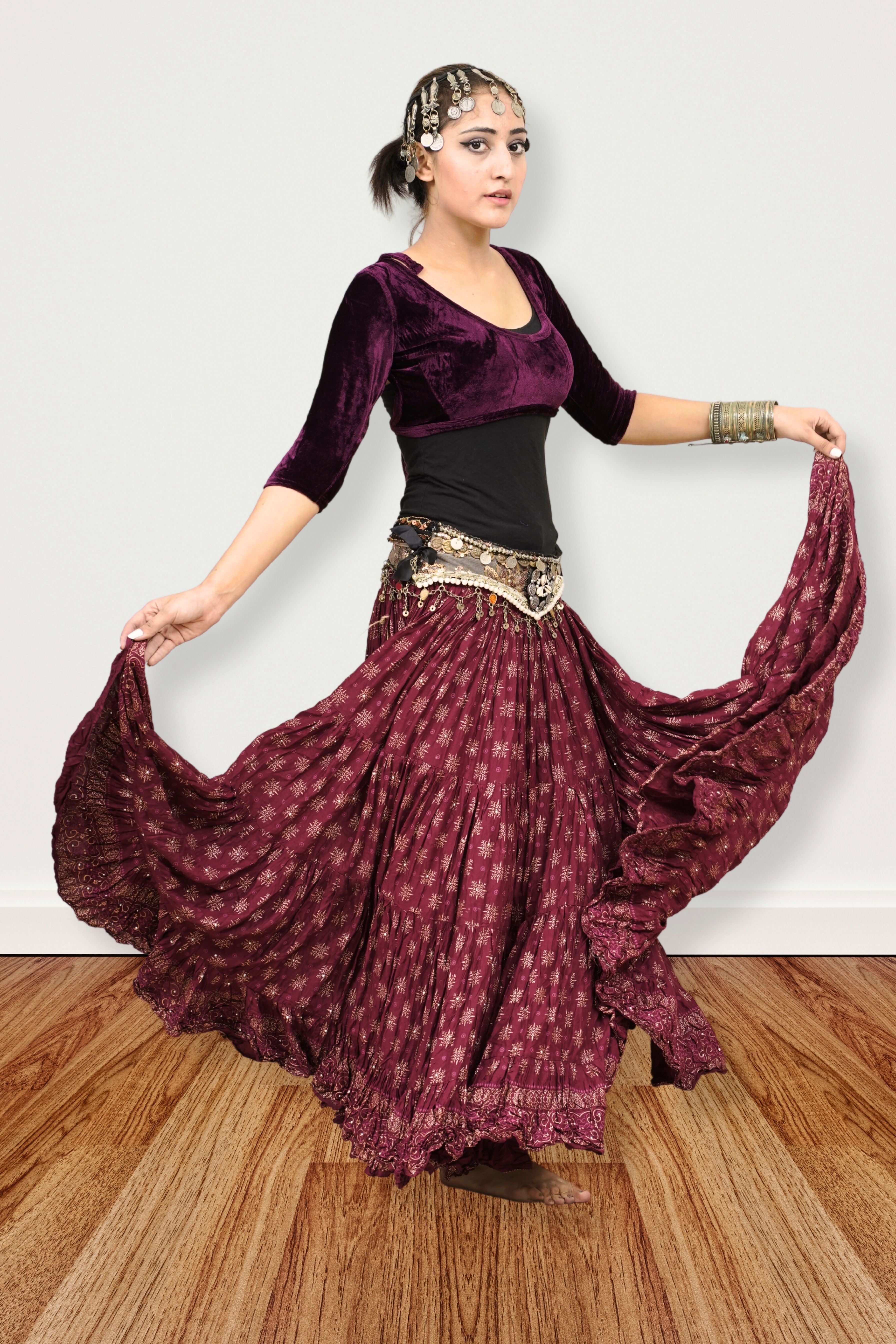 Block print skirt Burgundy WLS