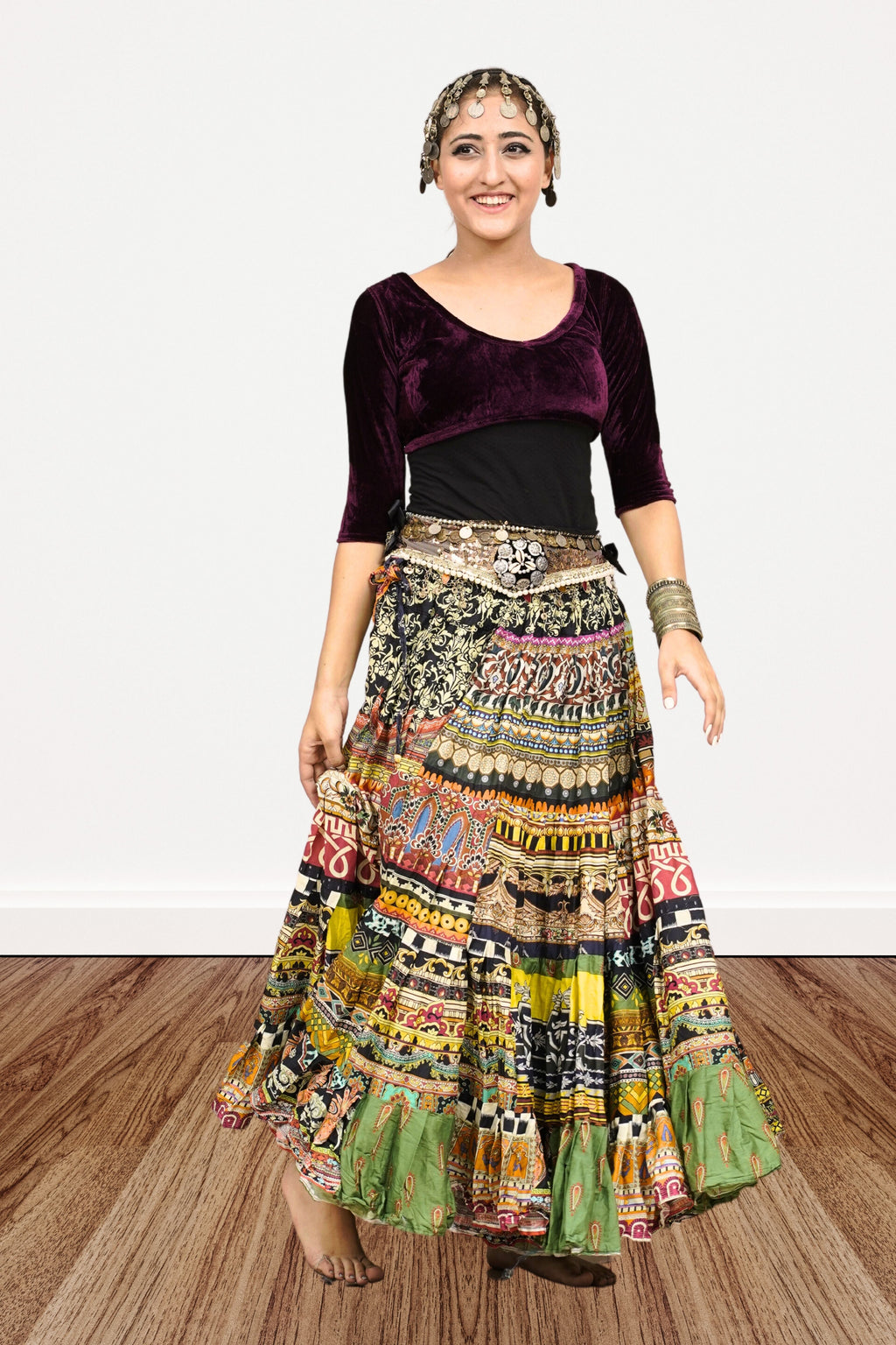Digital print patchwork Skirt WLS