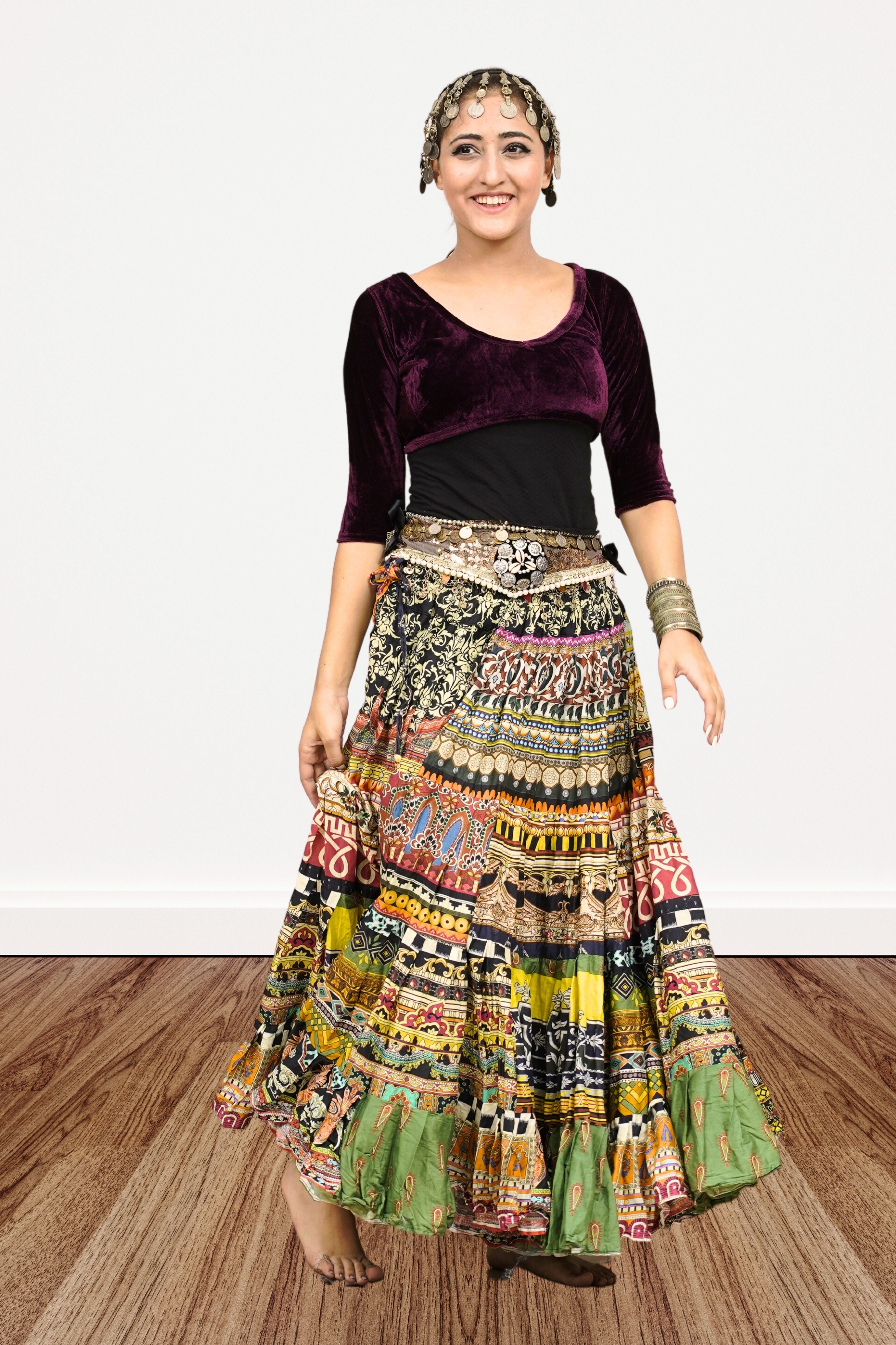 Digital print patchwork Skirt WLS
