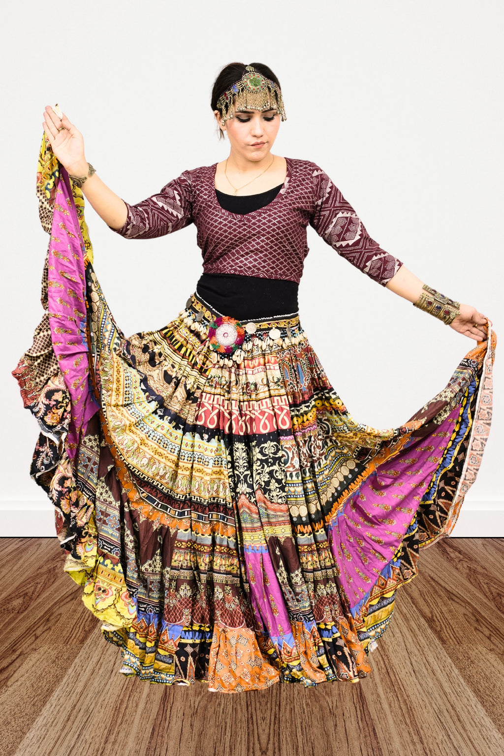Digital print patchwork Skirt WLS