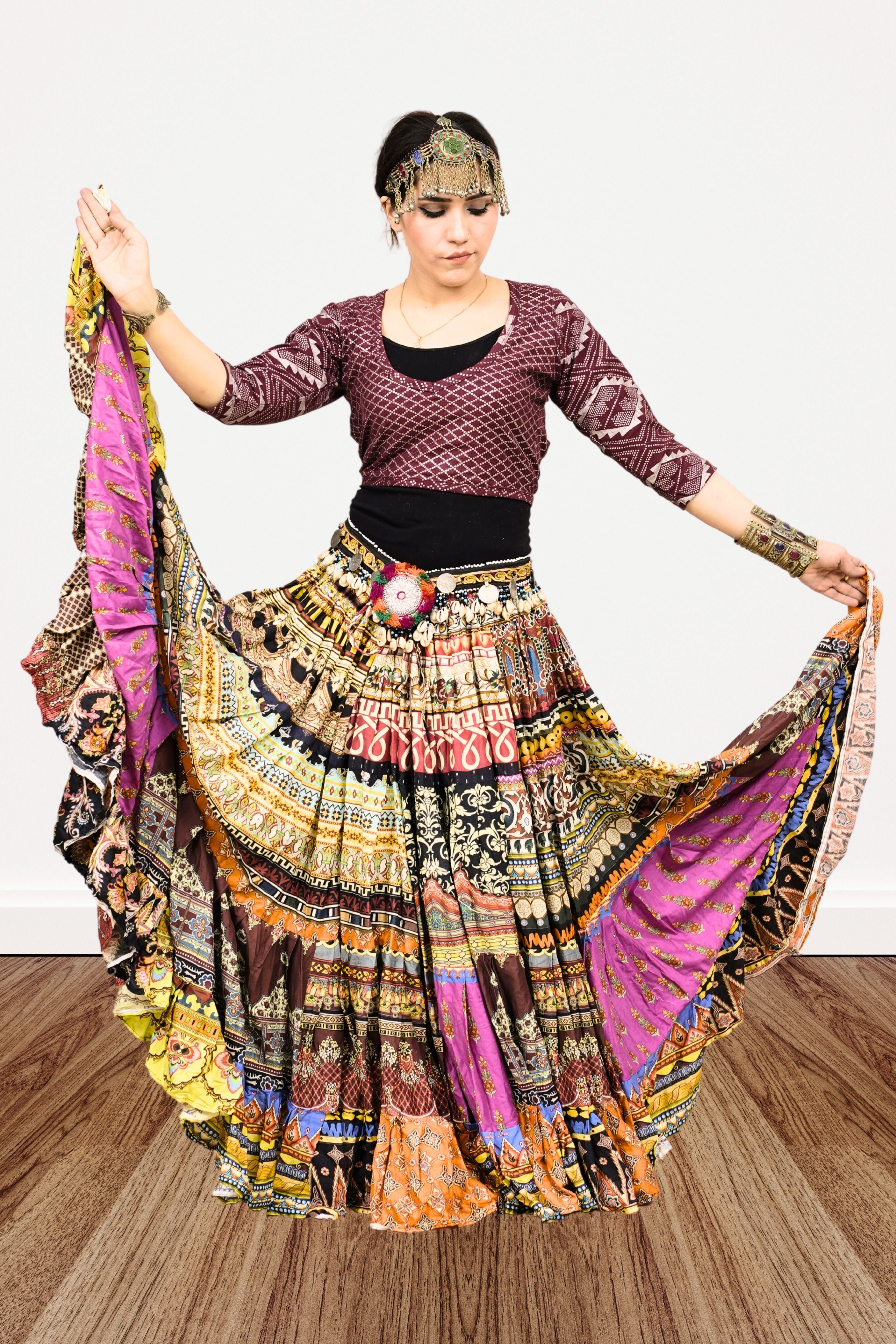 Digital print patchwork Skirt WLS
