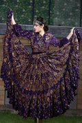 Block print Oriental Border Choli/halter top Purple/Gold WS