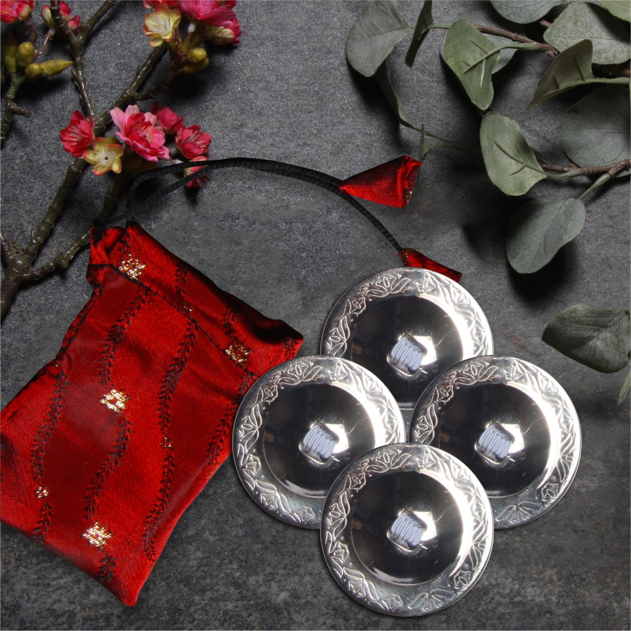 Finger Cymbals / Zills Silver finish 100% Brass 4 pcs Set