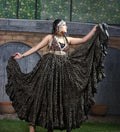 Block print skirt geometric pattern design black/gold