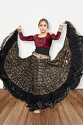 Black embroidery skirt with gold bindi border WLS