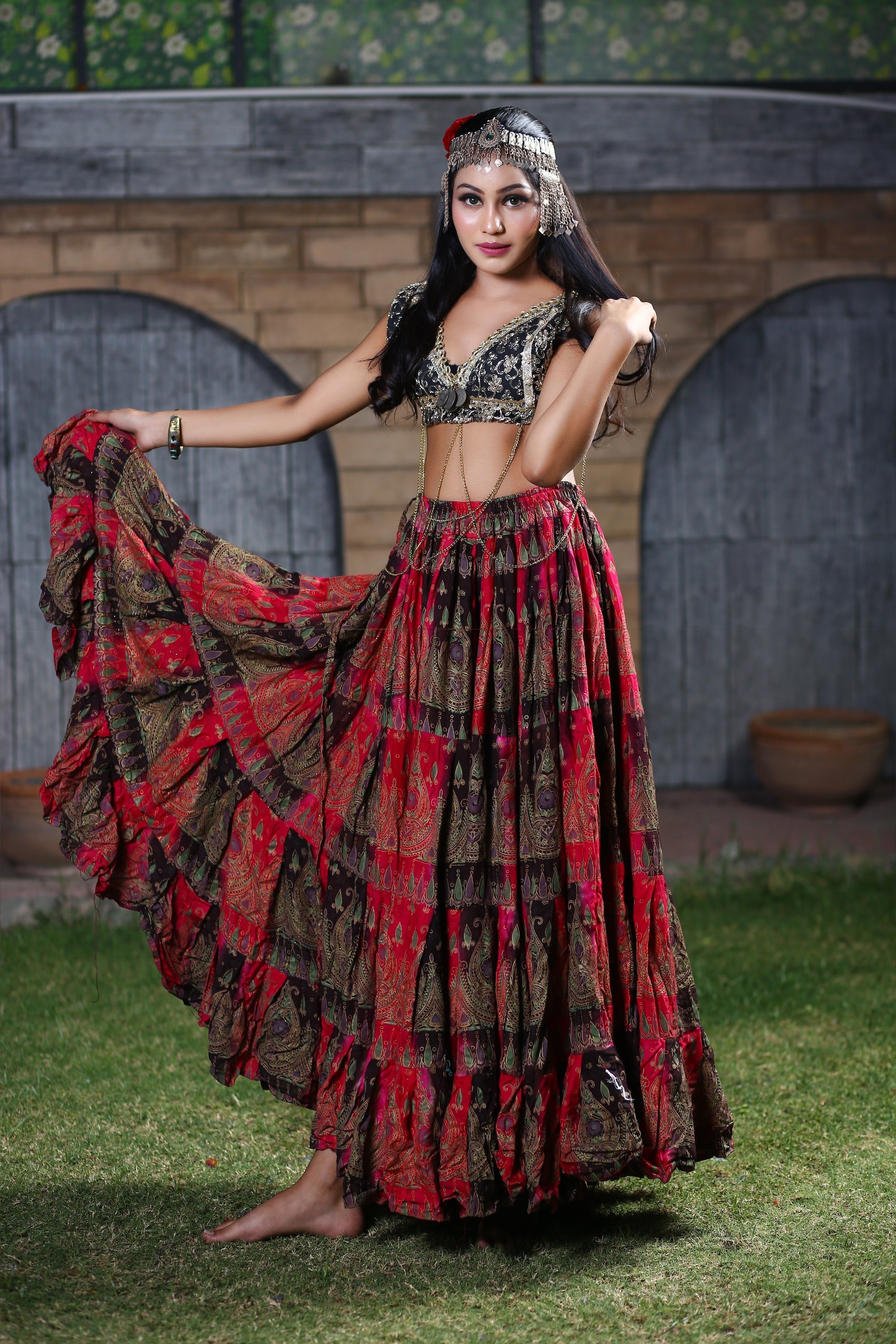 Block print skirt tie dye Beauty 4 Border skirt multi WLS