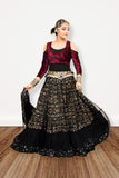 Black embroidery skirt with gold bindi border