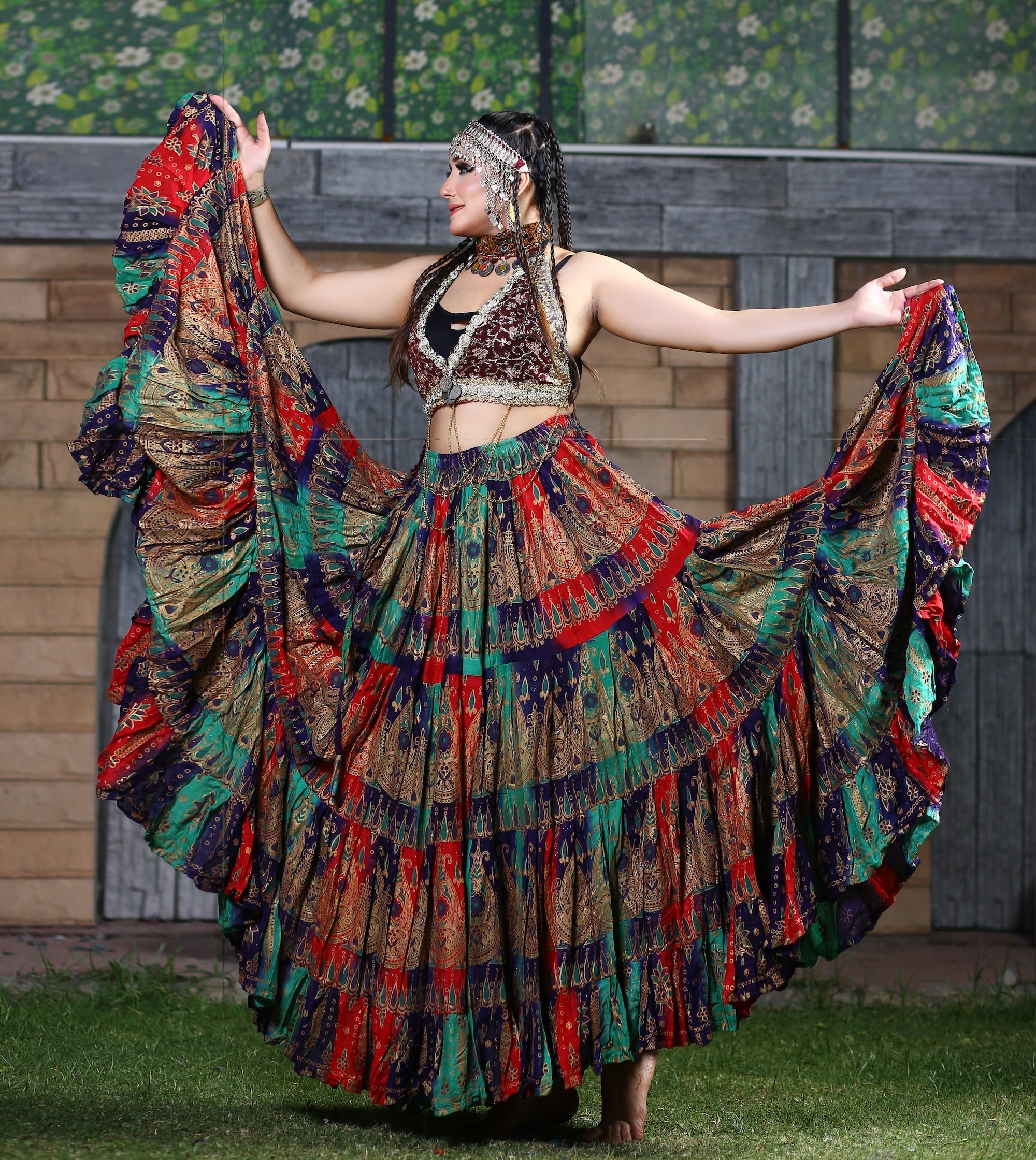Block print skirt tie dye Beauty 4 Border skirt multi WLS