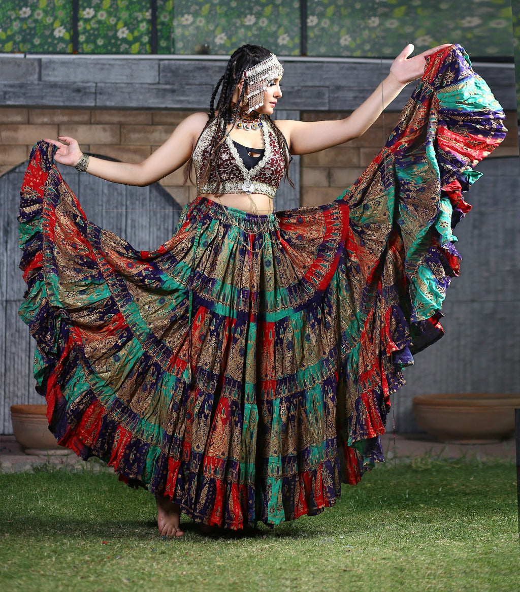 Block print skirt tie dye Beauty 4 Border skirt multi WLS