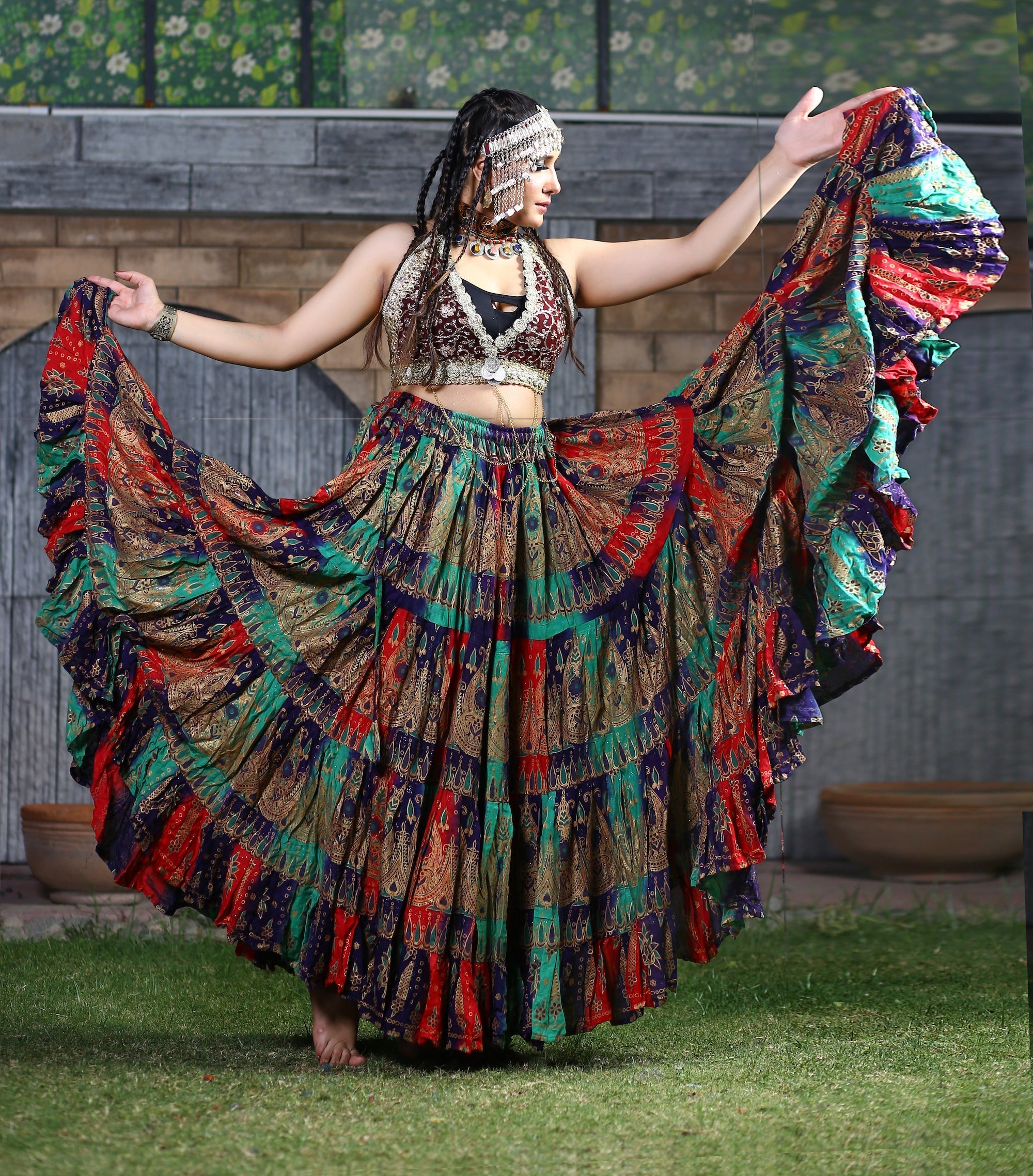Block print skirt tie dye Beauty 4 Border skirt multi WLS