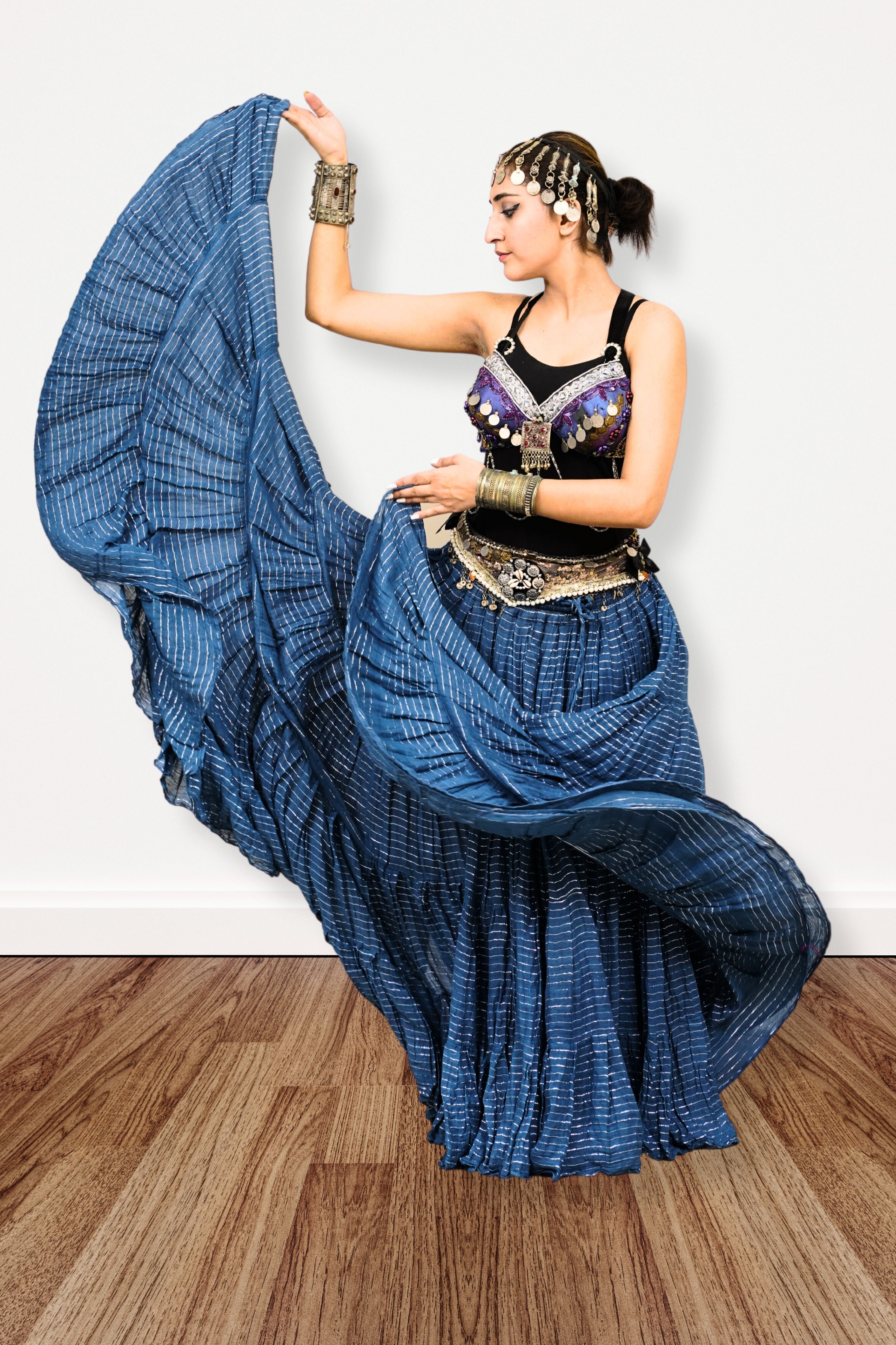 Lurex solid Skirt blue WLS