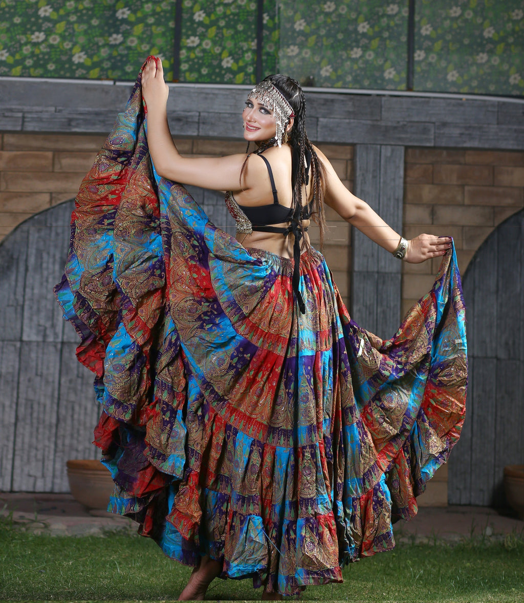 Block print skirt tie dye Beauty 4 Border skirt multi WLS