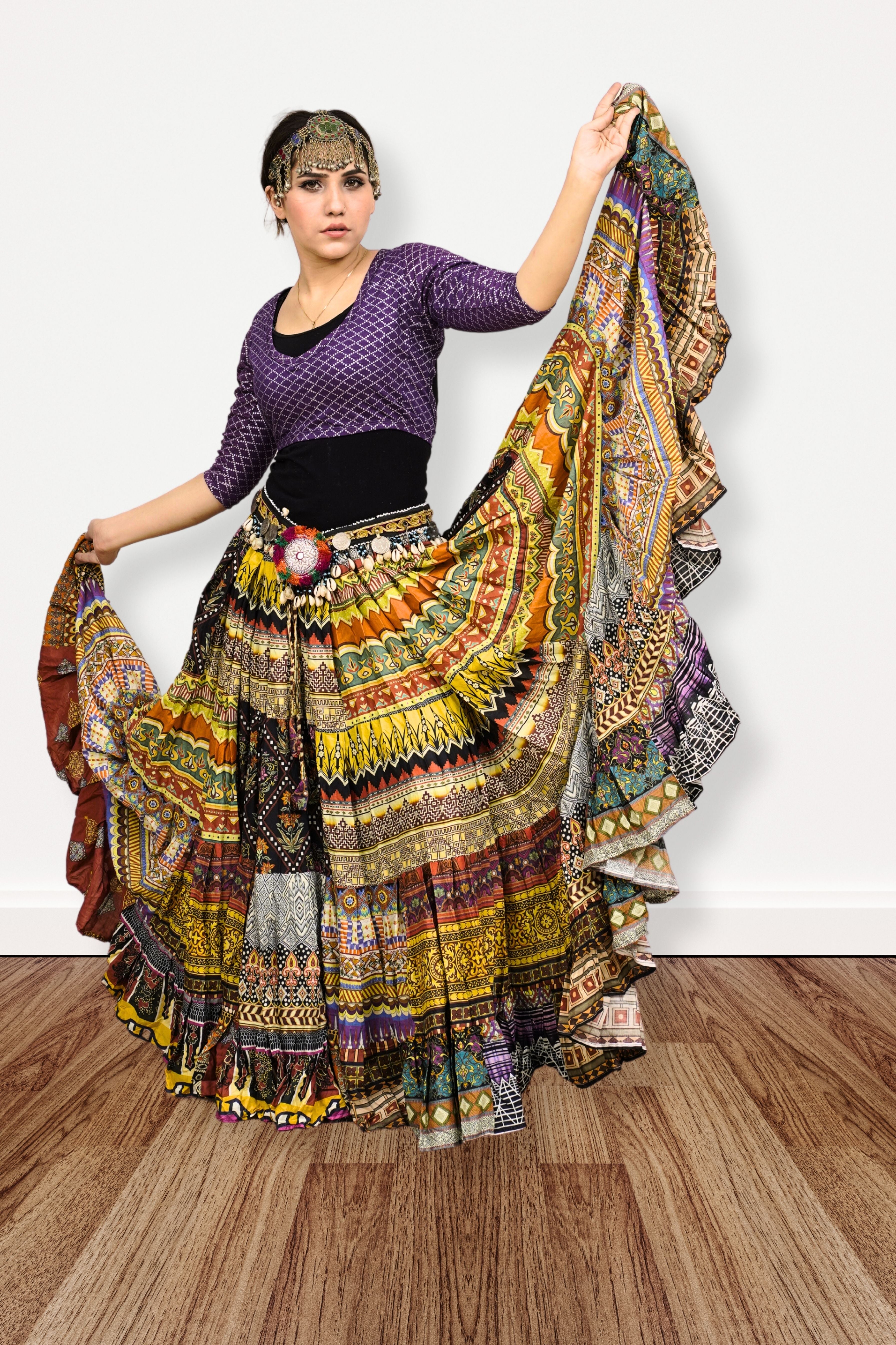 Digital print Patchwork skirt