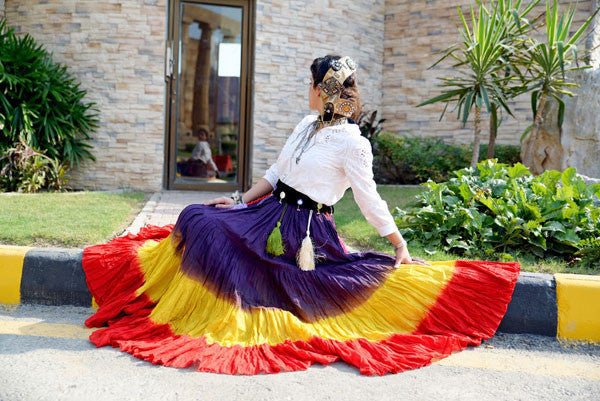 3 tone skirt purple/yellow/red WLS