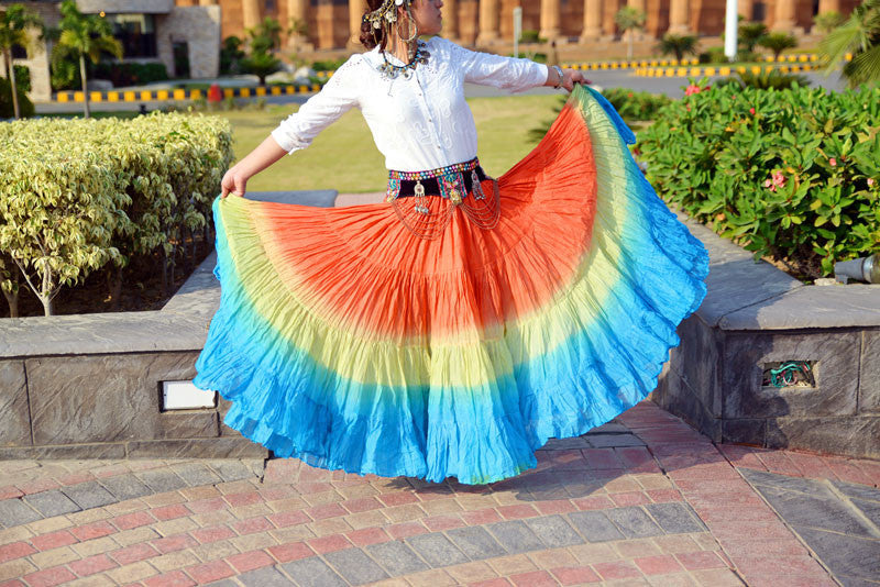 3 tone skirt orange/lemon/blue WLS