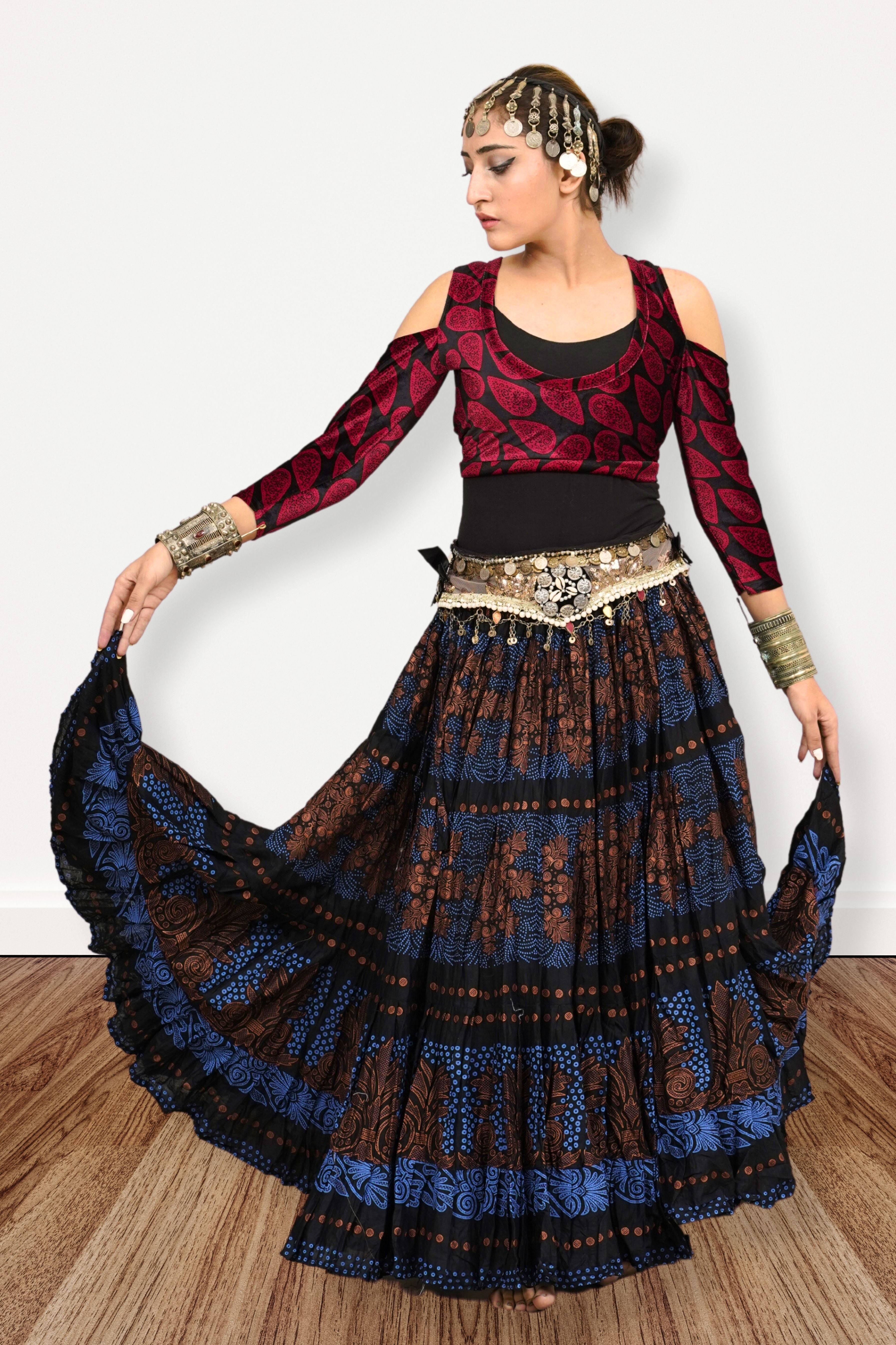 Block print skirt Barock Blue WLS