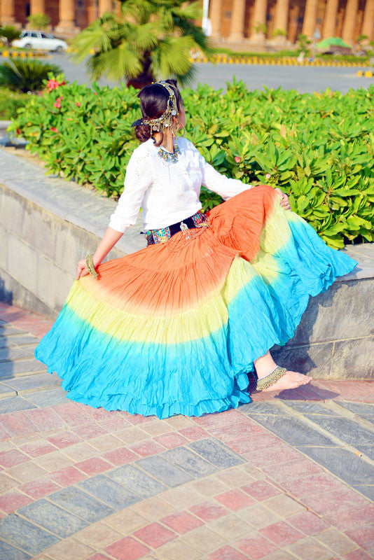 3 tone skirt orange/lemon/blue WLS