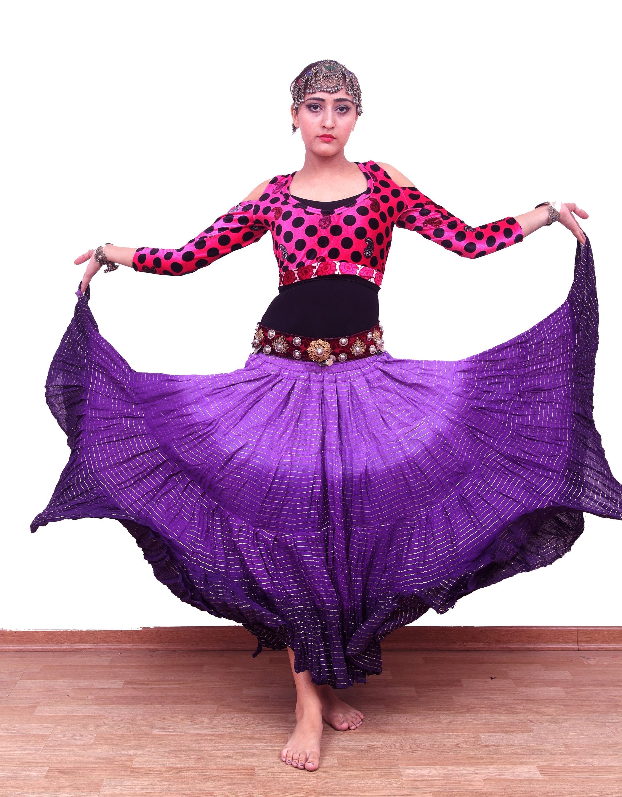 Lurex 3 tone skirt shades of Purple 100% Viscose WLS
