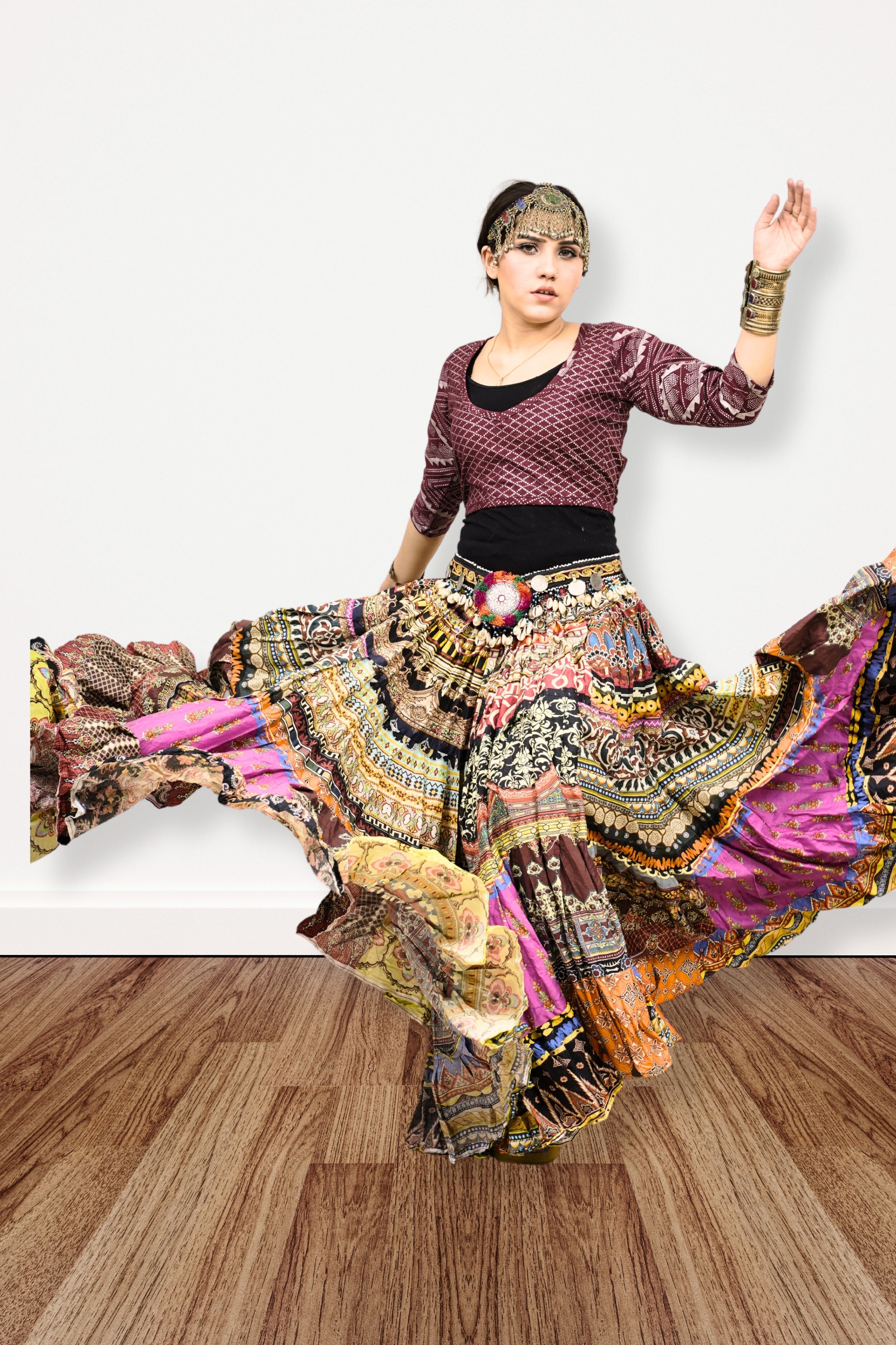 Digital print patchwork Skirt WLS