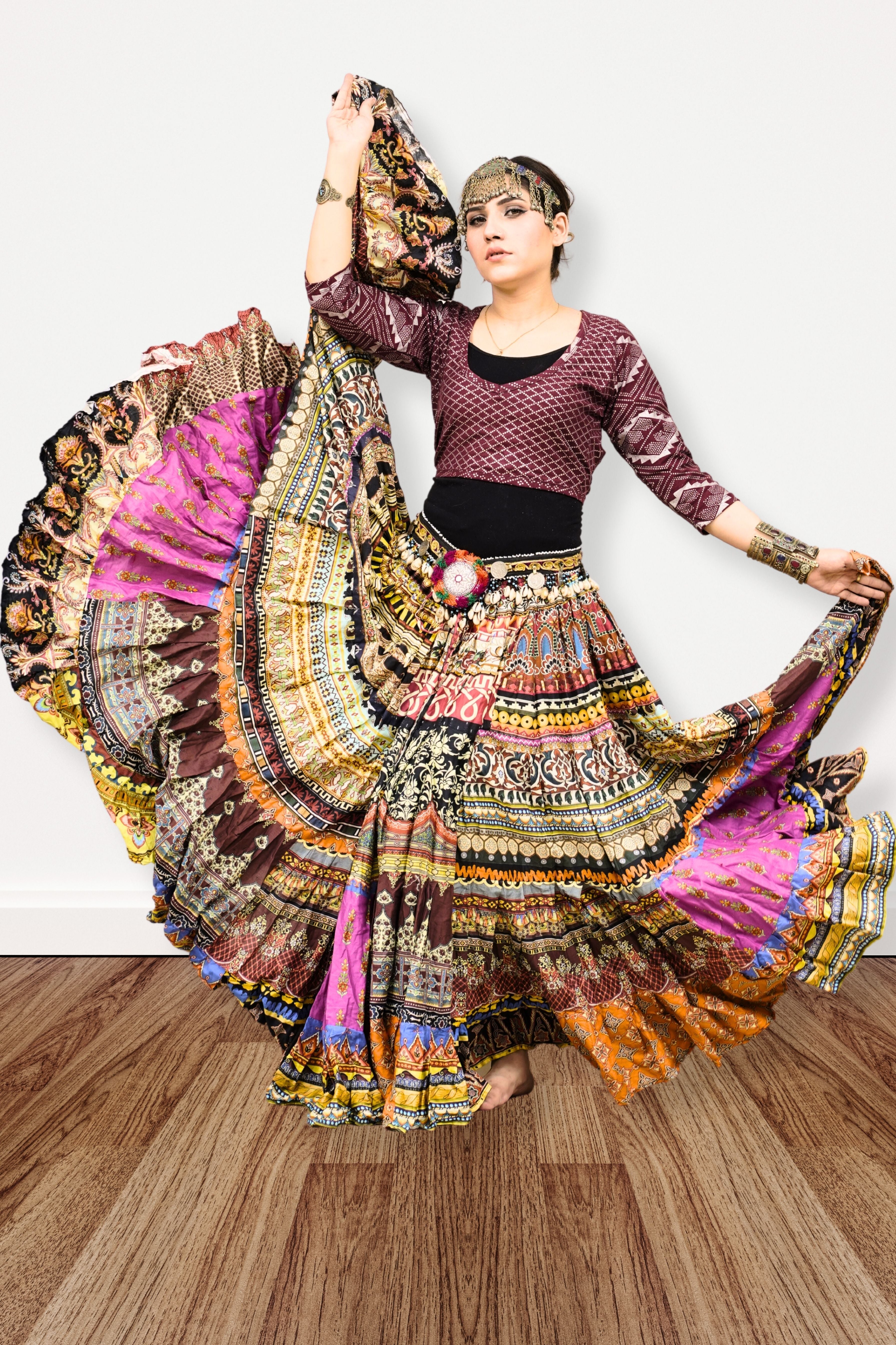 Digital print patchwork Skirt WLS