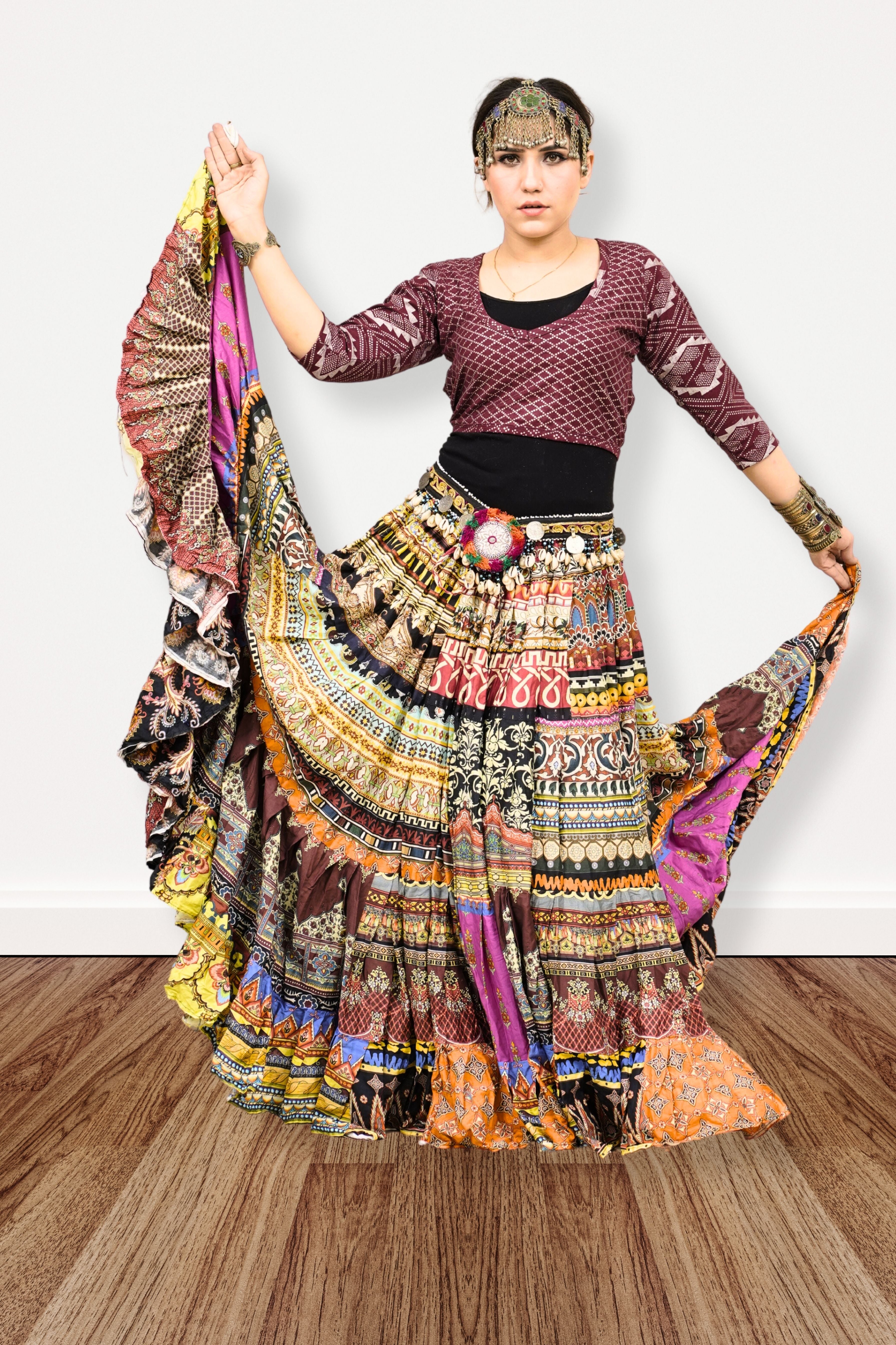 Digital print patchwork Skirt