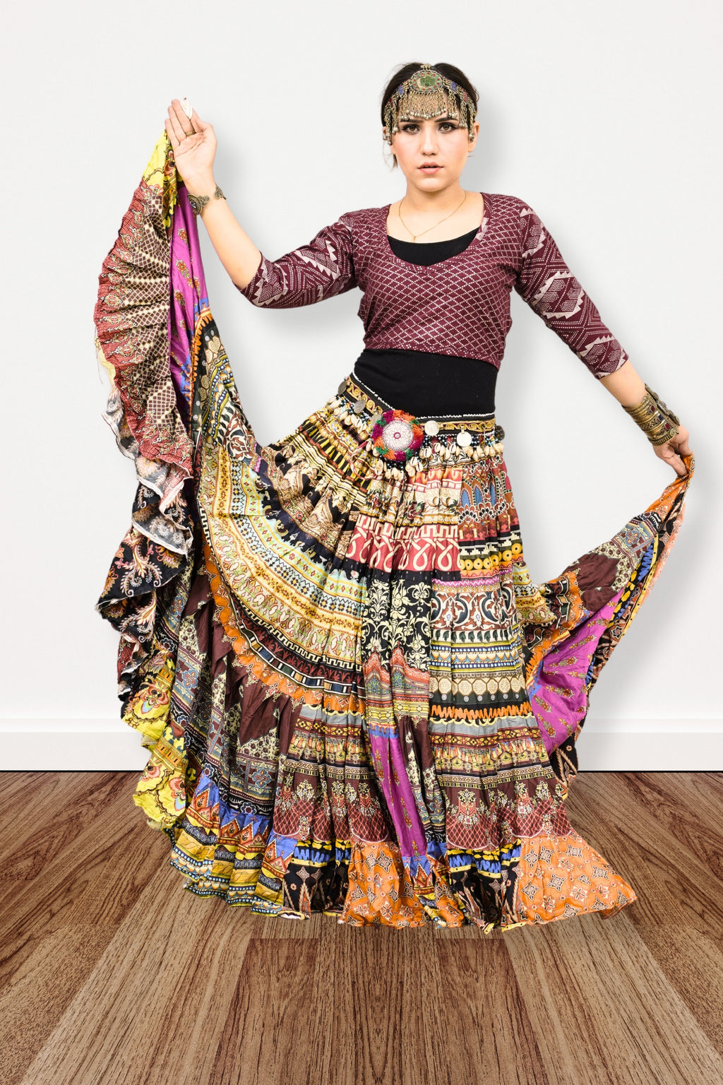 Digital print patchwork Skirt WLS