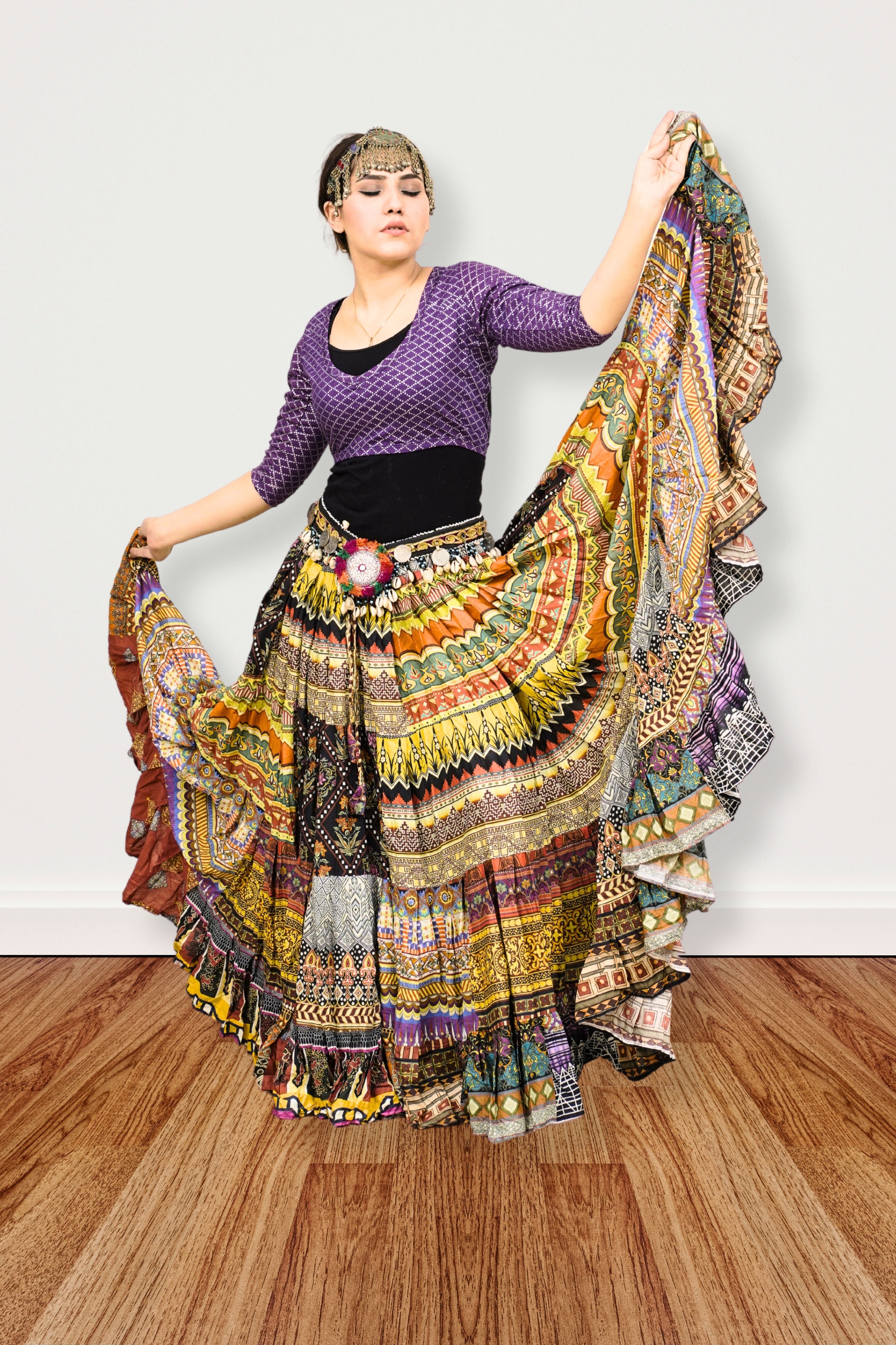 Digital print Patchwork skirt