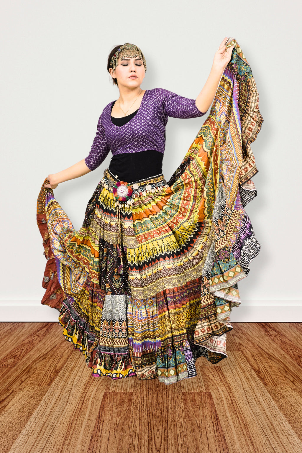 Digital print Patchwork skirt WLS