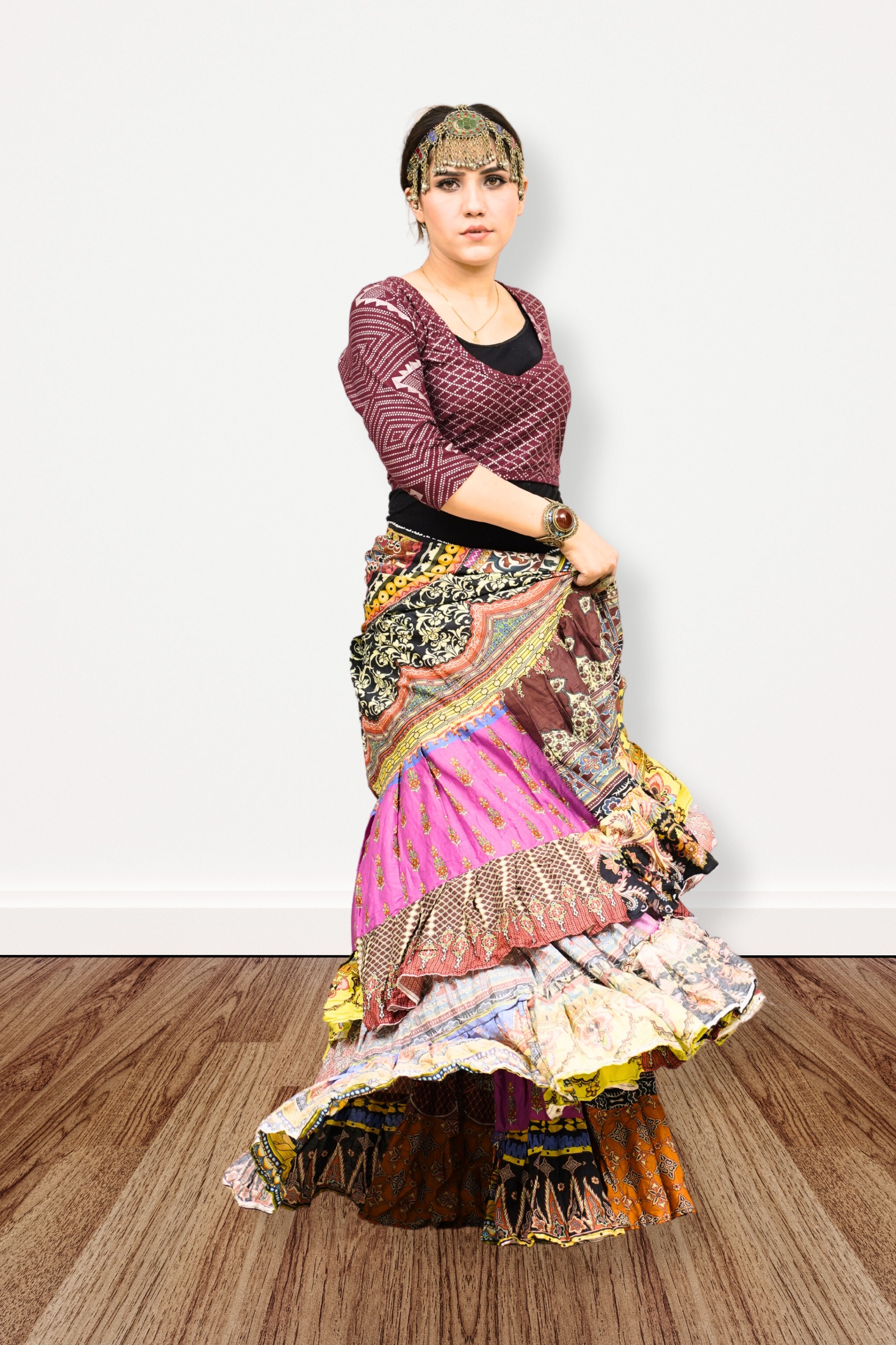 Digital print patchwork Skirt